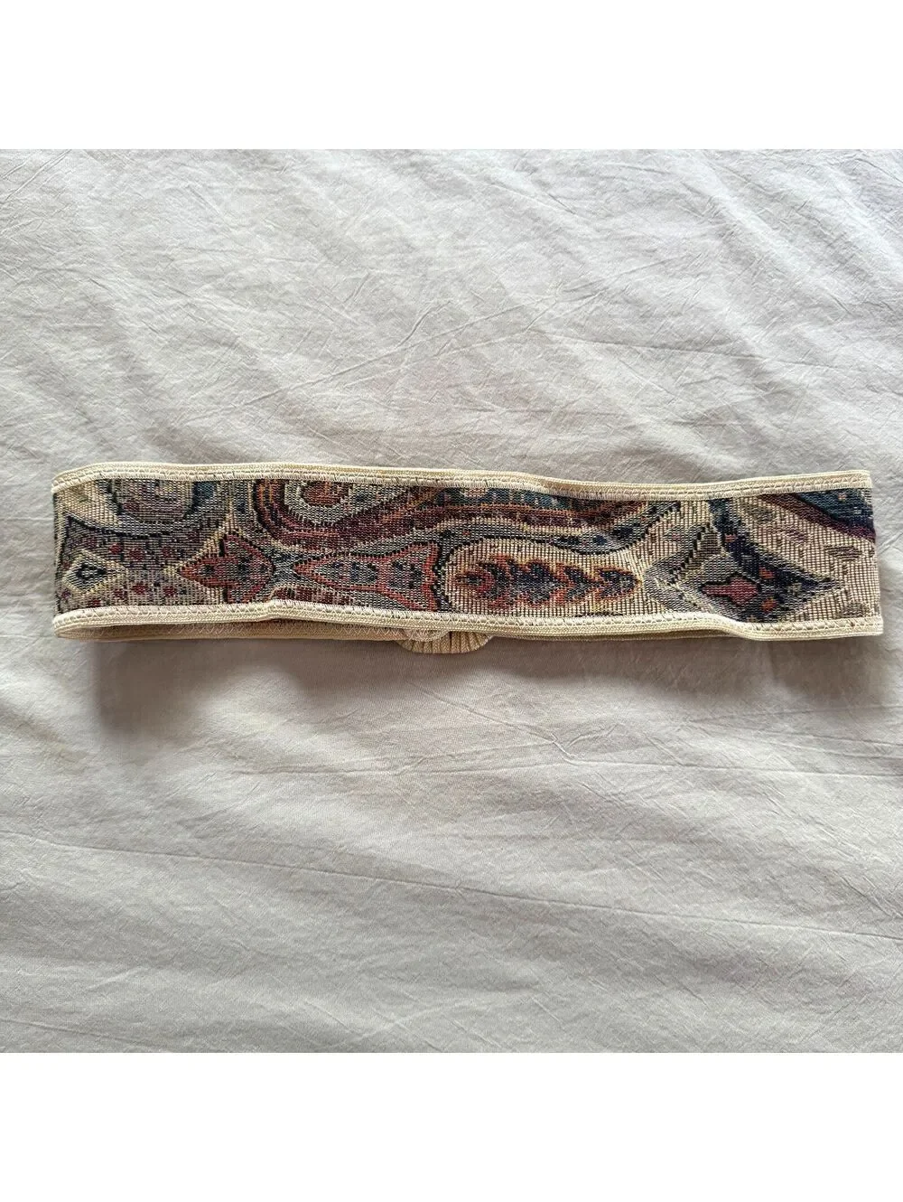 Vintage Paisley Woven Tapestry Cinch Belt Boho Cottagecore 34 in